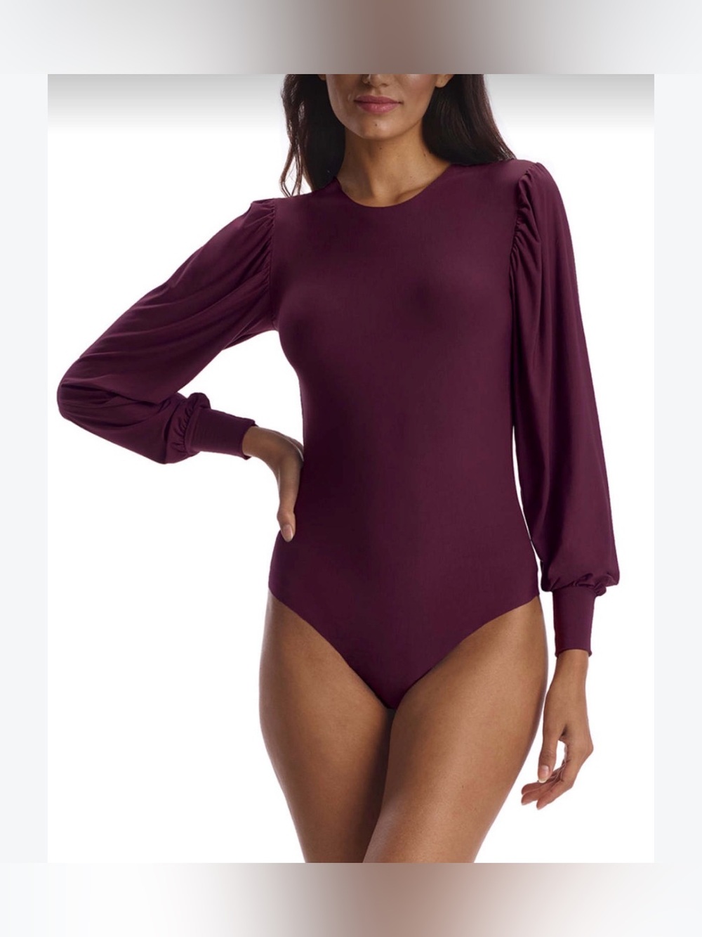 Commando Puff Sleeve Burgundy Bodysuit Size XS